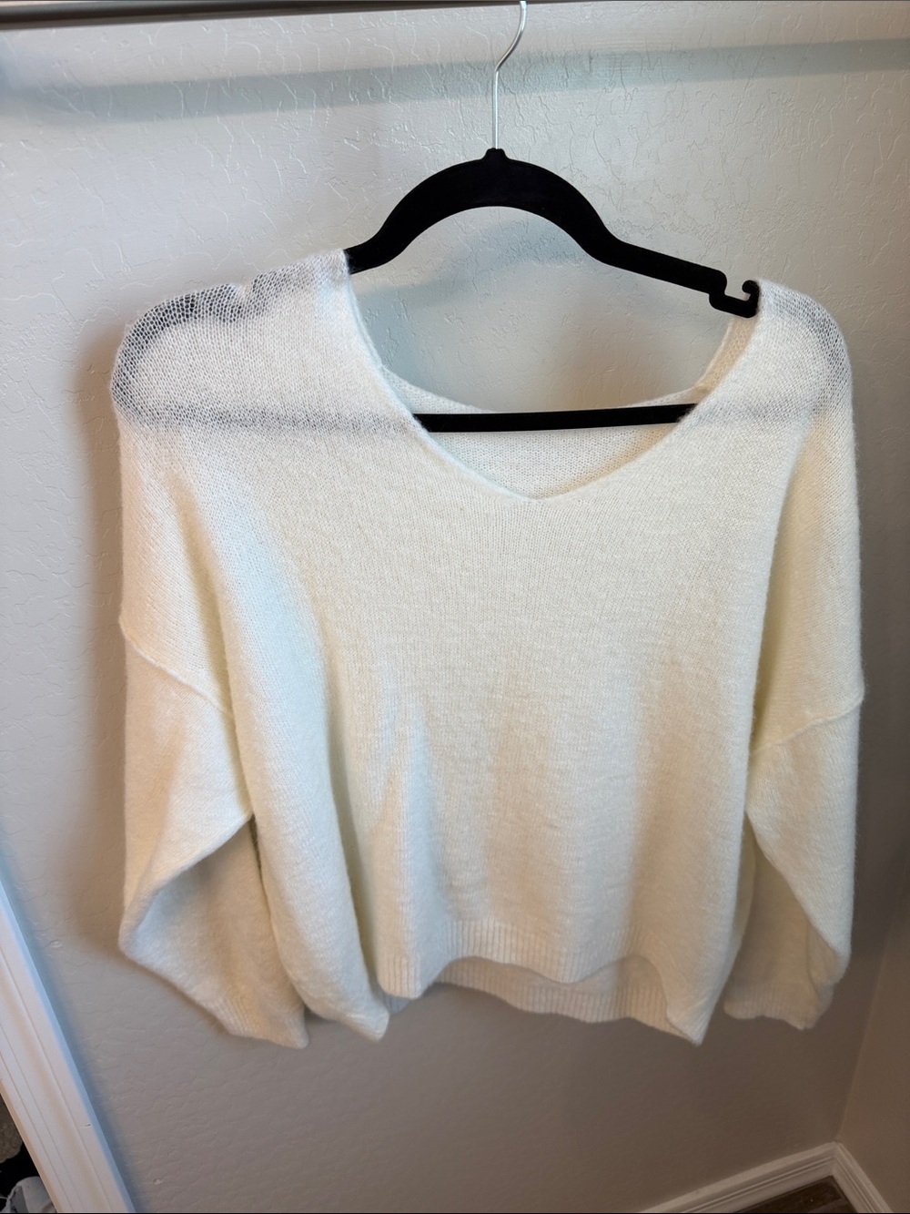 Soft V-Neck Women's Cream Sweater